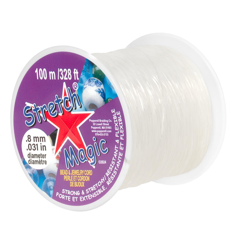 Stretch Magic Elastic Beading Cord â€“ Clear Color, 0.8mm in Diameter, 100-Meter (328 ft) - Easy to Knot, Strong & Stretchy String for Making Beaded Jewelry - Image 1
